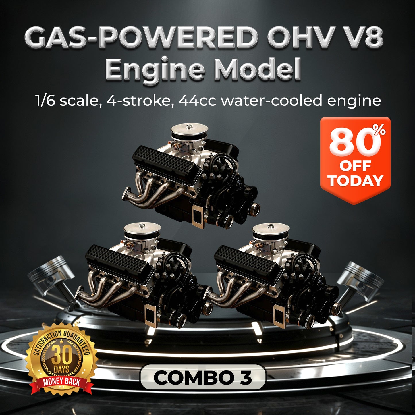🔥FLASH SALE: 60% OFF + FREESHIPPING🔥TLOPA® Gas-Powered OHV V8 Small-Block Engine Model Kits