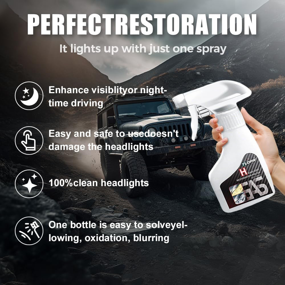 🏆 50K+ SOLD! – Almost Gone💥🚘TLOPA® Automotive Headlamp Restoration Fluid Kit