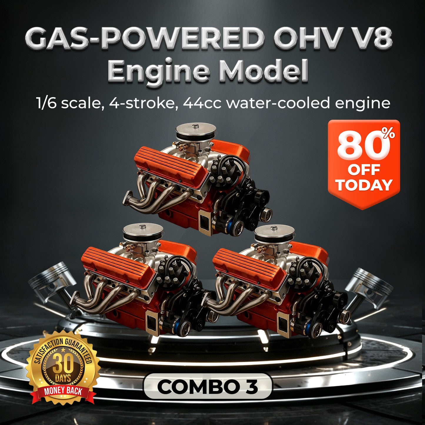 🔥FLASH SALE: 60% OFF + FREESHIPPING🔥TLOPA® Gas-Powered OHV V8 Small-Block Engine Model Kits