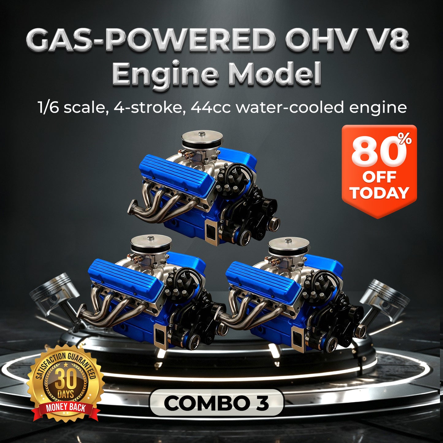🔥FLASH SALE: 60% OFF + FREESHIPPING🔥TLOPA® Gas-Powered OHV V8 Small-Block Engine Model Kits