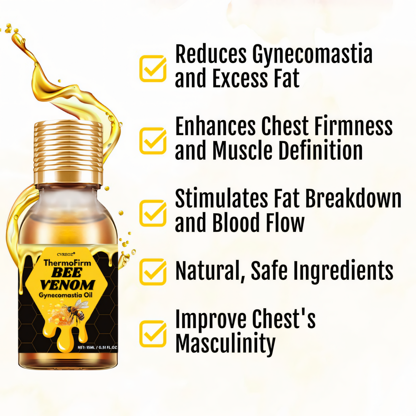 🎉SPECIAL OFFER: 60% OFF This Week Only!🔥Cvreoz® ThermoFirm Bee Venom Gynecomastia Oil
