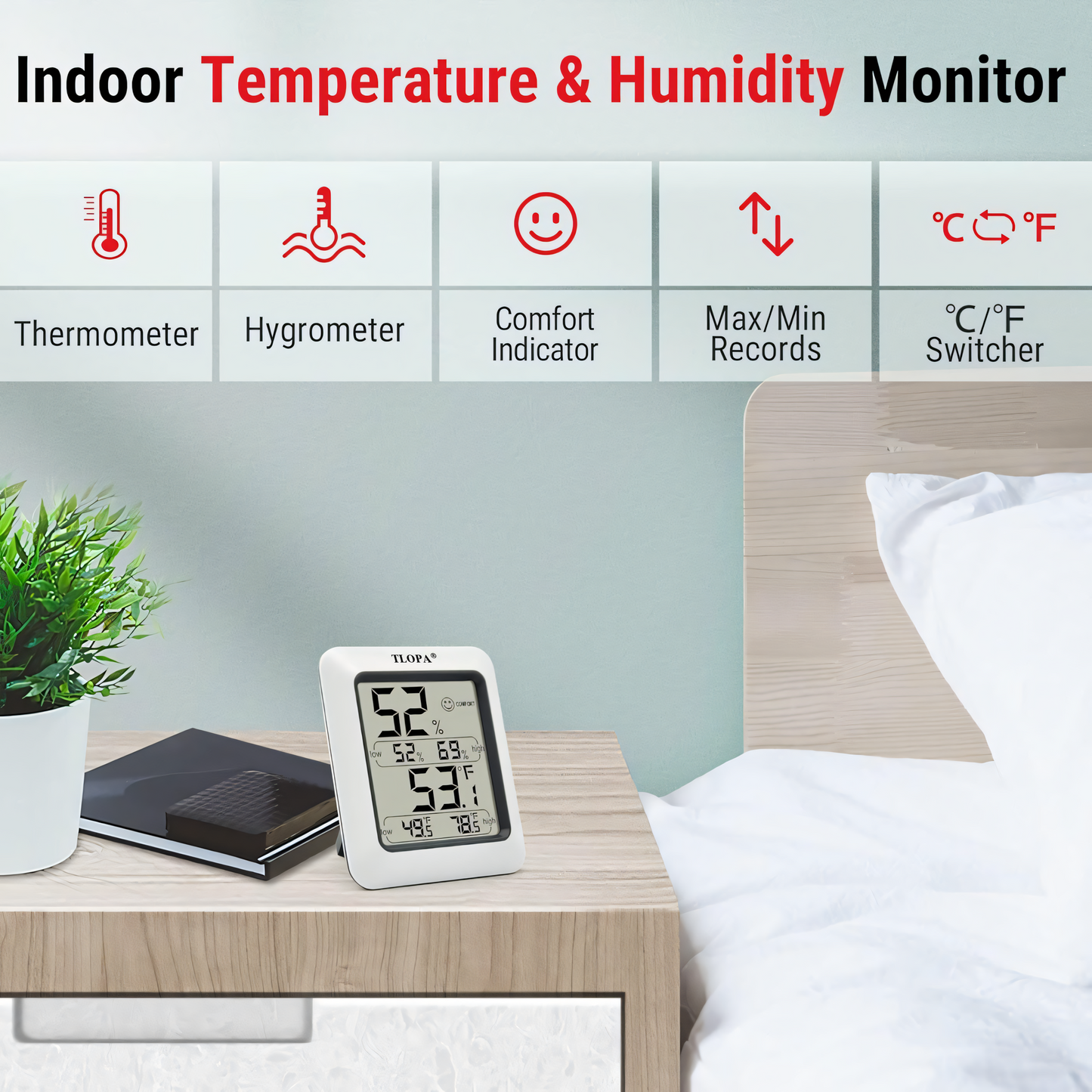 TLOPA® Digital Hygrometer Indoor Thermometer (upsell)