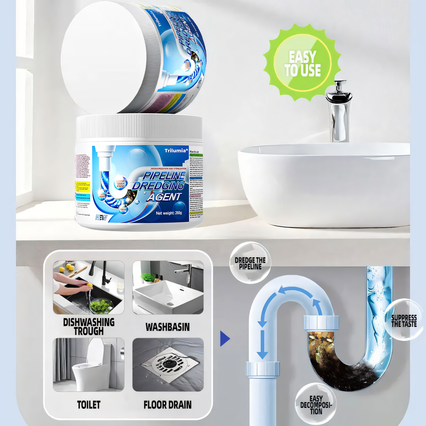 🔥 Flash Deal: 60% OFF + FREESHIPPING🔥 Trilumia® Powerful Pipe Dredging Agent
