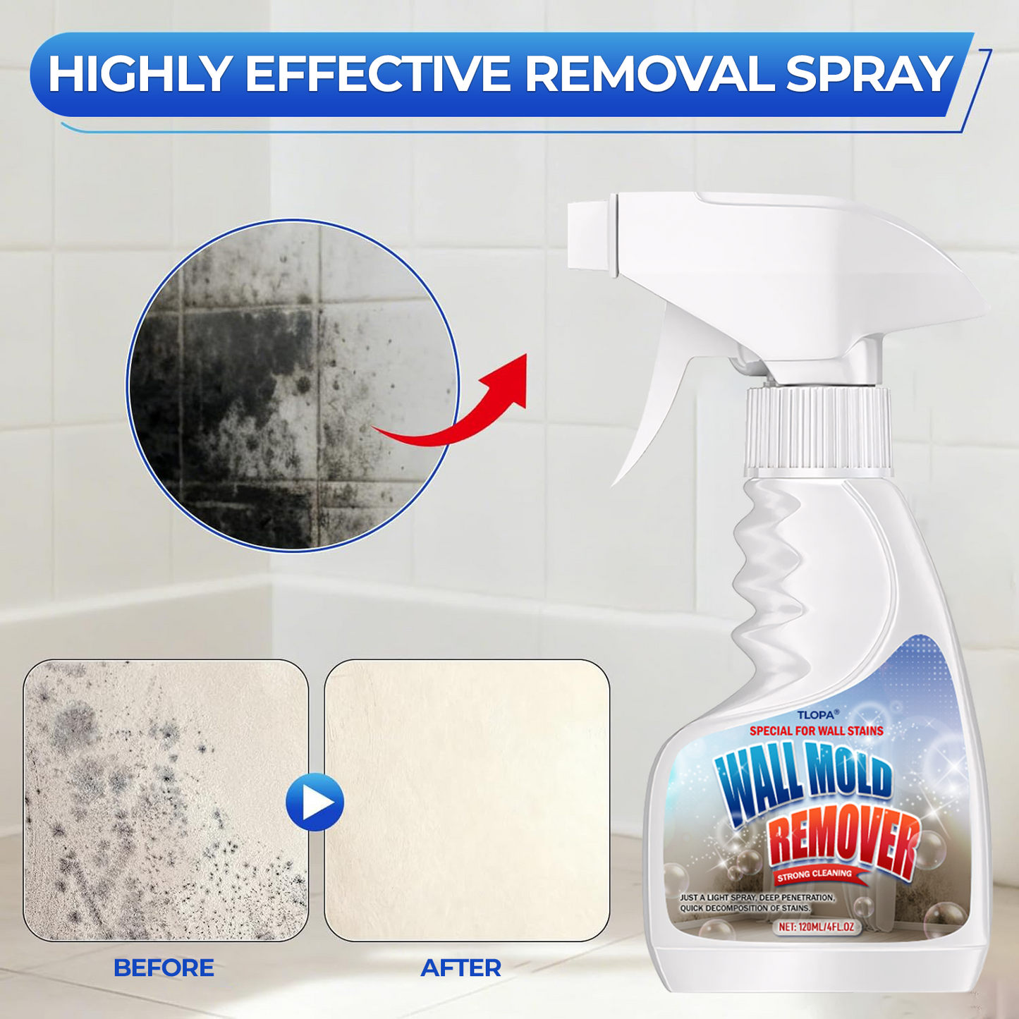 🔥NEW UPGRADED VERSION – 60% OFF 🔥TLOPA® Quick-Acting Anti-Mold Wall Cleaner Spray