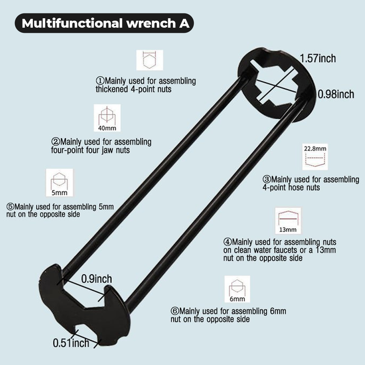 🔥FLASH SALE: 60% OFF + FREESHIPPING🔥TLOPA® Four-Jaw Hex Wrench (2PCS Set) 🌟 Universal Sink & Faucet Installer