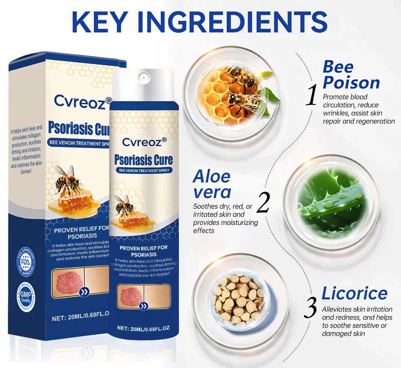 Cvreoz® Psoriasis Cure Bee Venom Treatment Spray 🔥NEWEST VERSION: SALE 60% OFF🐝