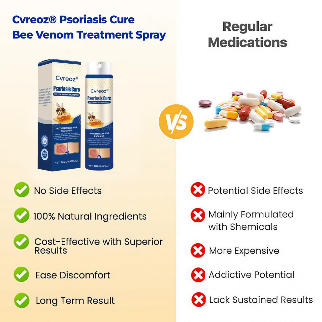 Cvreoz® Psoriasis Cure Bee Venom Treatment Spray 🔥NEWEST VERSION: SALE 60% OFF🐝