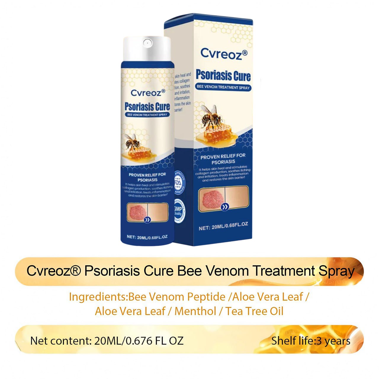 Cvreoz® Psoriasis Cure Bee Venom Treatment Spray 🔥NEWEST VERSION: SALE 60% OFF🐝